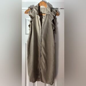 Bella Dahl Light Olive TENCEL Button‎ Up Dress Size Medium EUC
